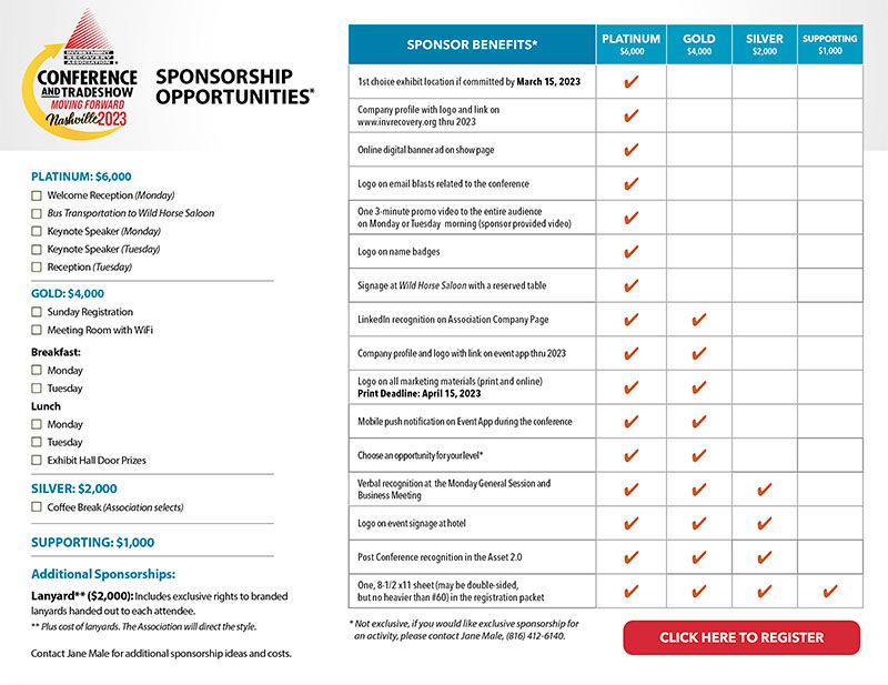 Investment Recovery Association Conferenc & Trade Show Sponsorship flyer