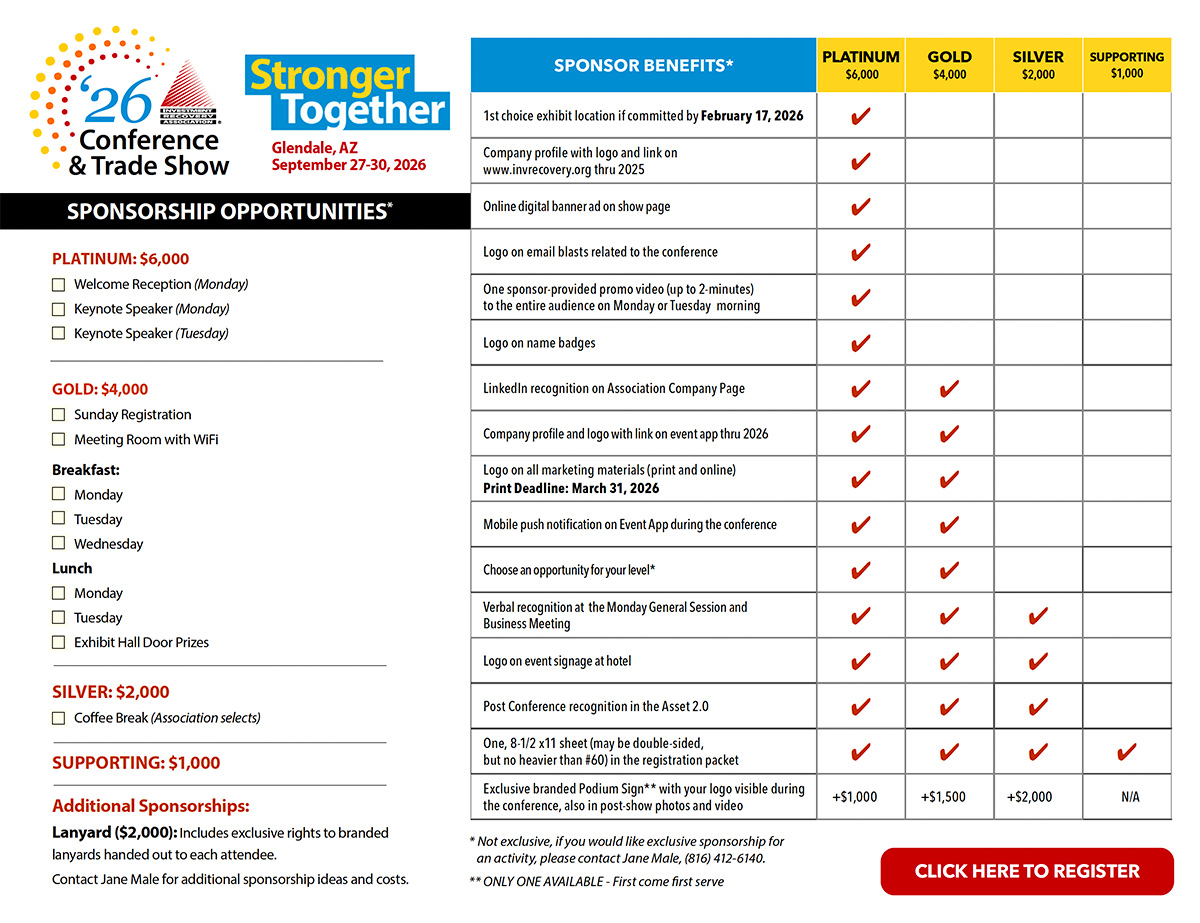 Investment Recovery Association 2025 Sponsorship Flyer