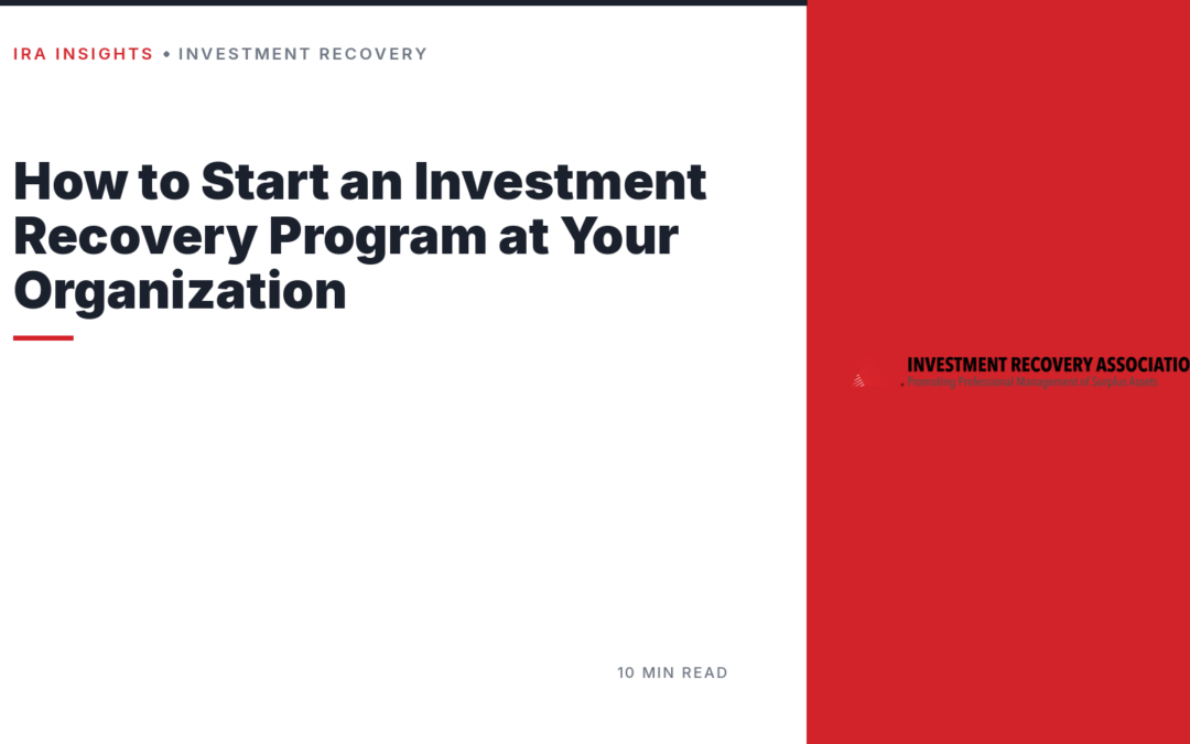Investment recovery services launch playbook header with step-by-step framework