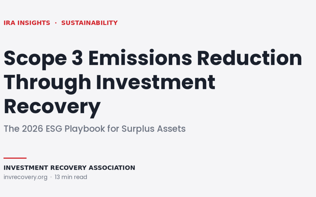 Scope 3 Emissions Reduction Through Investment Recovery: The 2026 ESG Playbook for Surplus Assets